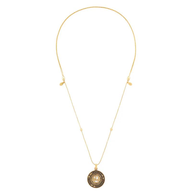 Gold-tone Number 2 Necklace with expandable chain and round pendant by Alex and Ani on Tampa Home & Garden Store