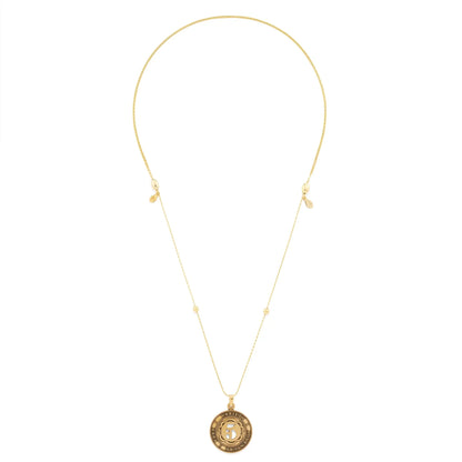 Number 5 Necklace, Expandable gold-tone chain with circular pendant featuring a 5 motif on Tampa Home & Garden Store