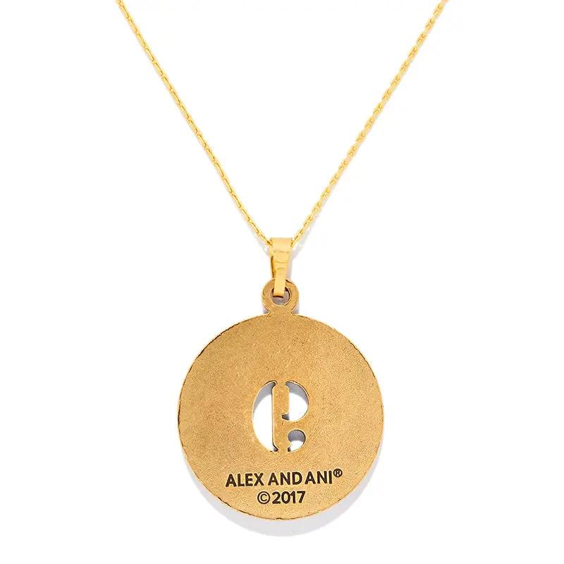 Number 9 Necklace, Expandable by ALEX AND ANI, gold-tone round disc pendant with cutout detail on Tampa Home & Garden Store