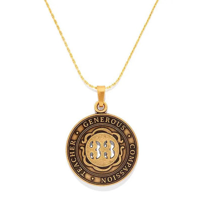 Number 33 Necklace by ALEX AND ANI, gold circular pendant with 33 motif on a chain on Tampa Home & Garden Store