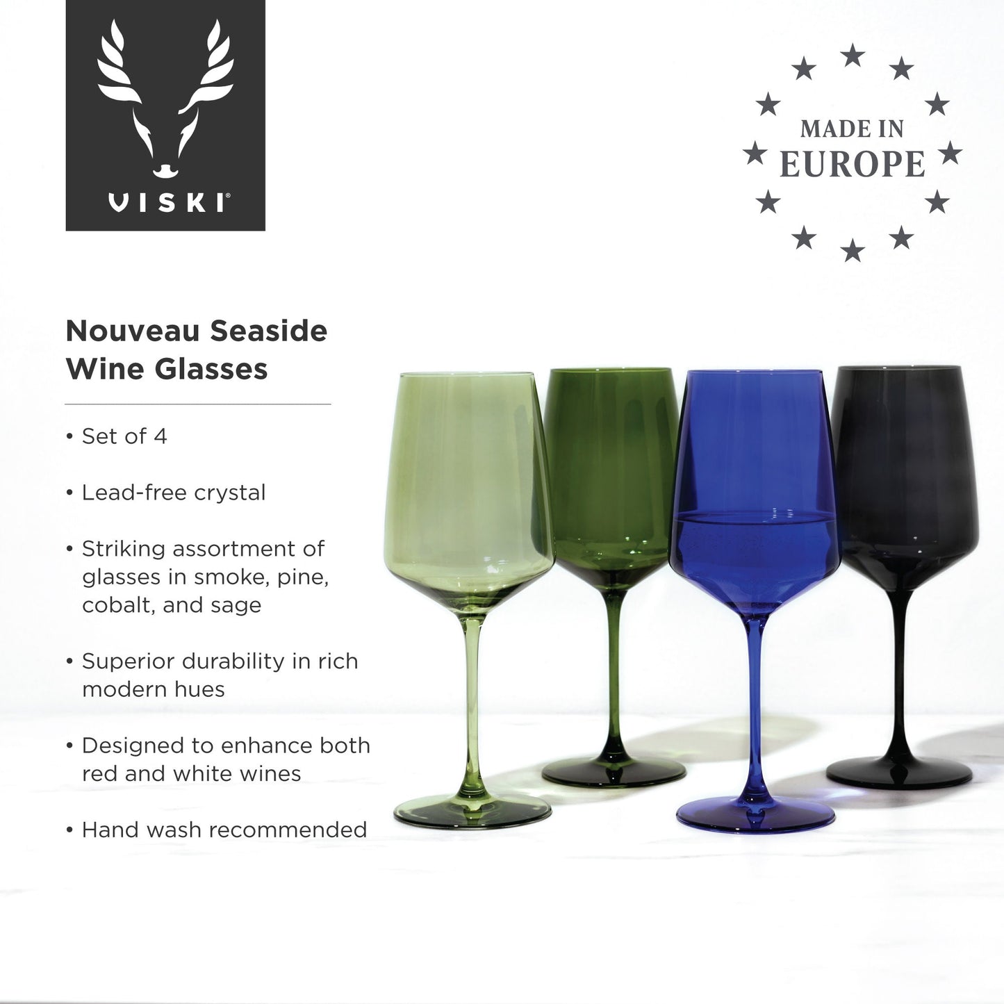 Reserve Nouveau Crystal Wine Glasses Set of Four