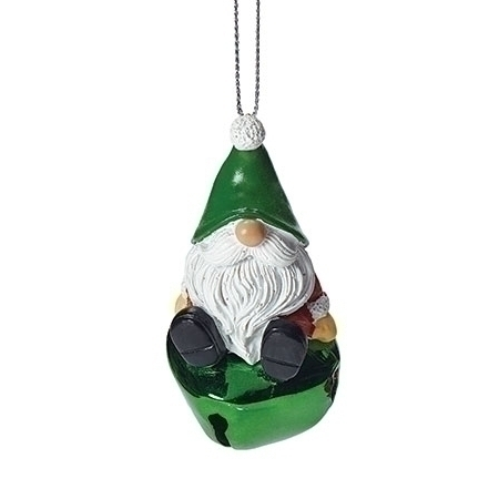 Cheerful Gnome on Bell Ornament - - Tampa Home & Garden Store
