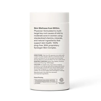 Nutrafol Clear Skin nutraceutical acne supplement bottle by Nava Beauty, 3-month supply on Tampa Home & Garden Store