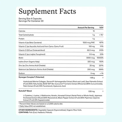 Nutrafol Women's Hair Growth facts label by Nava Beauty on Tampa Home & Garden Store