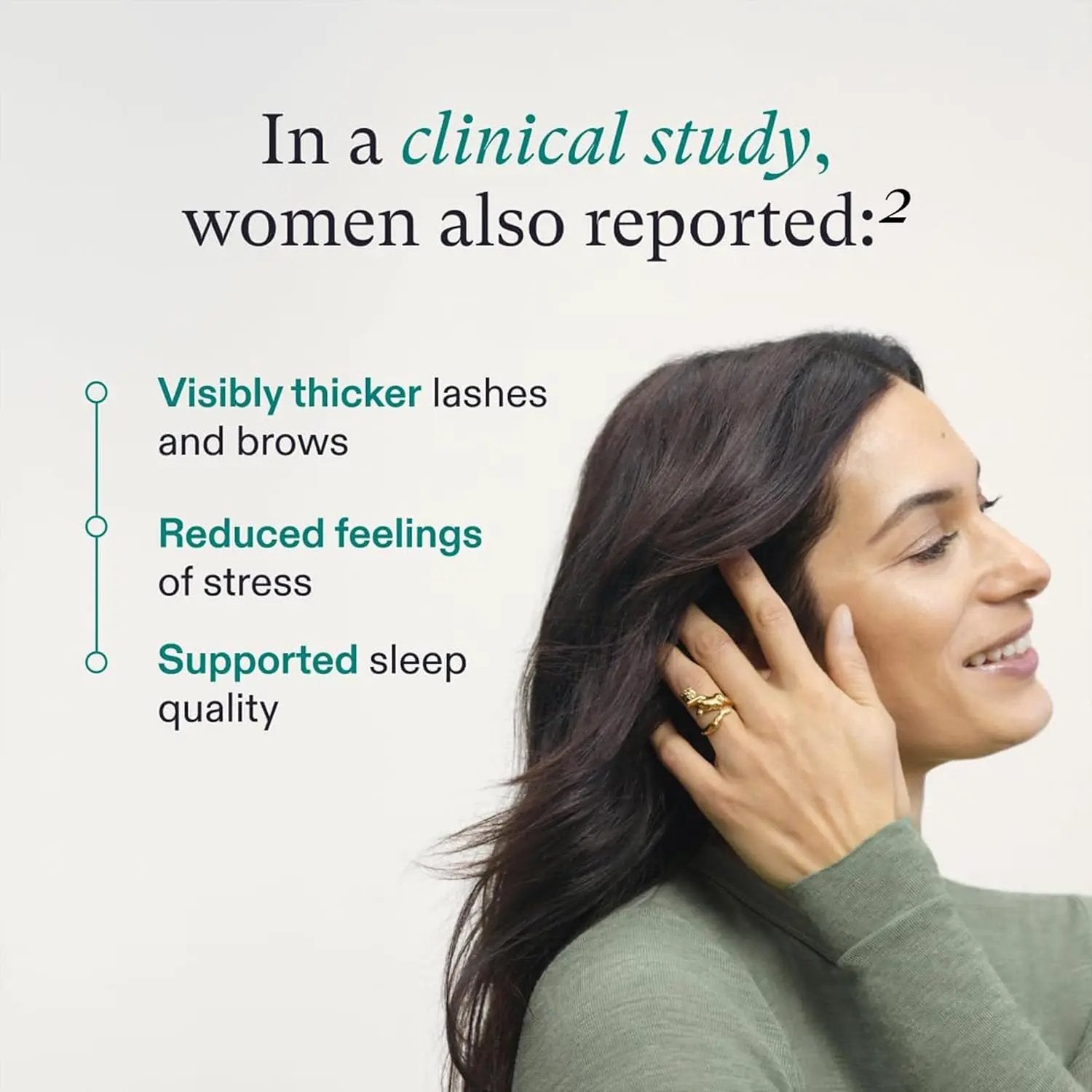 Nutrafol Women’s Hair Growth 3‑Month Supply by Nava Beauty; long dark hair model; teal headings on Tampa Home & Garden Store