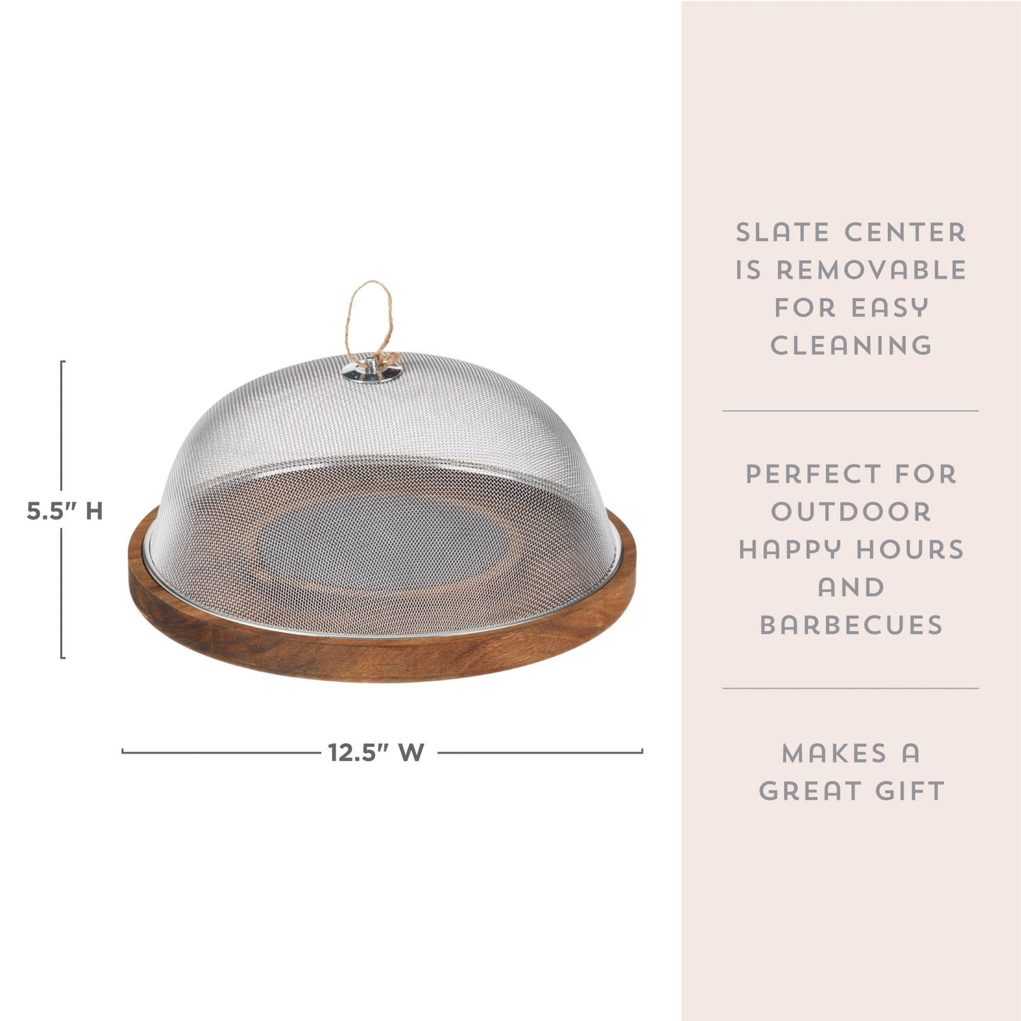Slate and Acacia Cheese Board With Mesh Dome