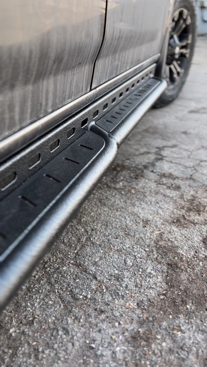 Avatar NV3500 RockBody Side Steps, black textured steel with perforated stepping surface on Tampa Home & Garden Store