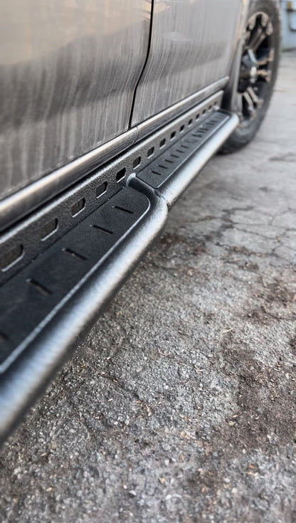 Avatar NV3500 RockBody Side Steps, black textured steel with perforated stepping surface on Tampa Home & Garden Store