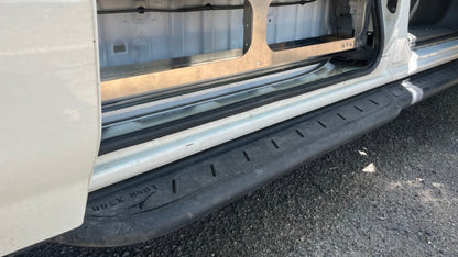 Avatar NV3500 RockBody Side Steps black textured running boards on white truck on Tampa Home & Garden Store