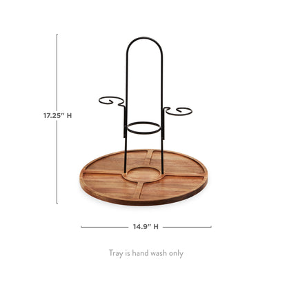 Acacia Wood Wine and Cheese Serving Board for Two