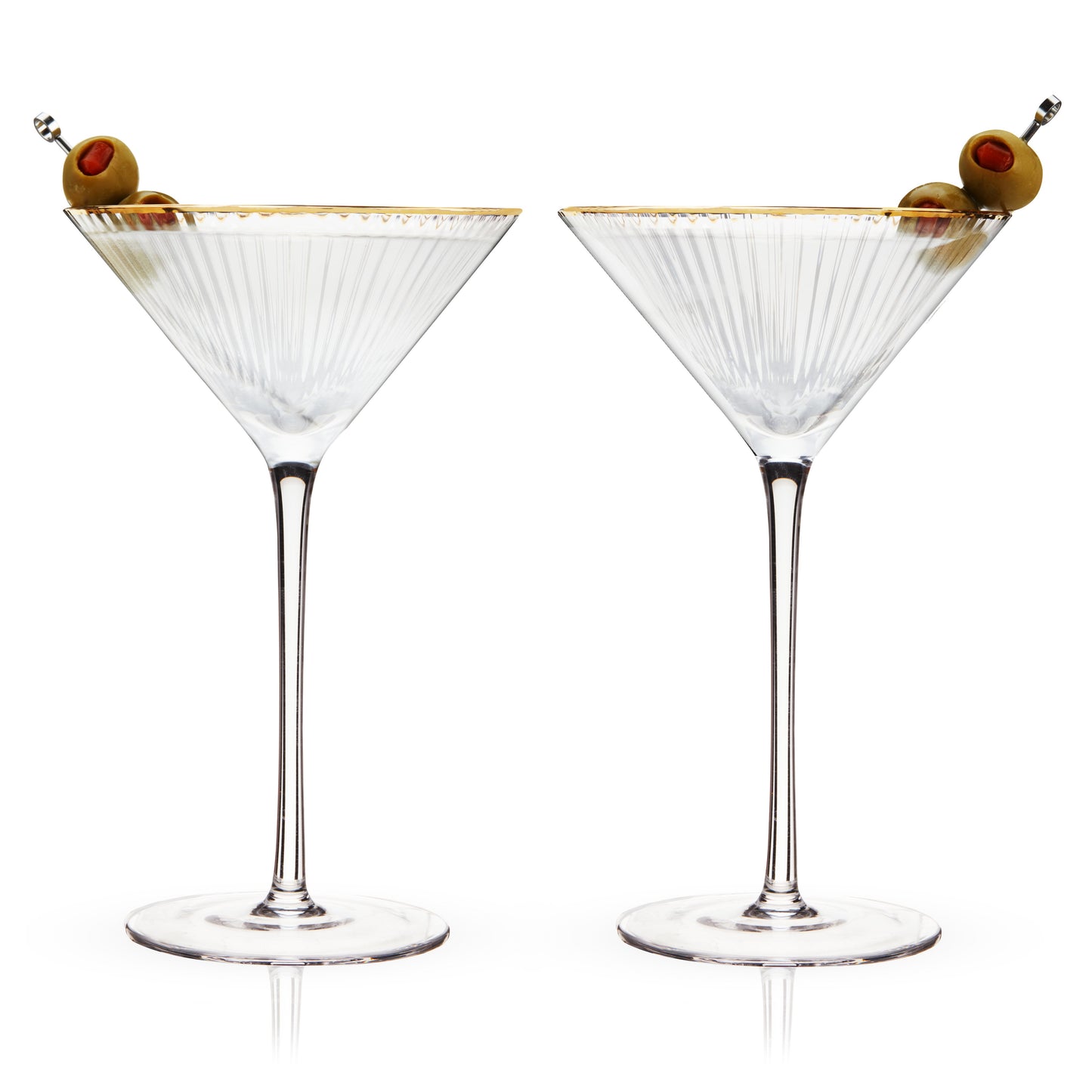 the Gold Rim Rippled Crystal Martini Glasses Set