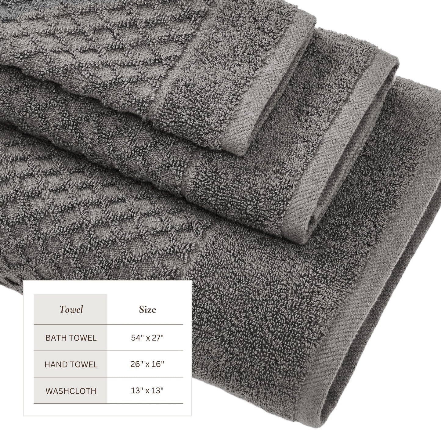 Cotton Diamond Waffle Weave Bath Towel Set