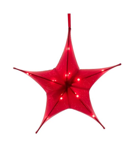 Red Metallic Foldable 3D Star Ornament - 16 Inch - Tampa Home & Garden Store
