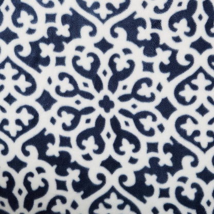 Velvet stretch slipcover Gale Collection navy damask pattern by Great Bay Home on Tampa Home & Garden Store