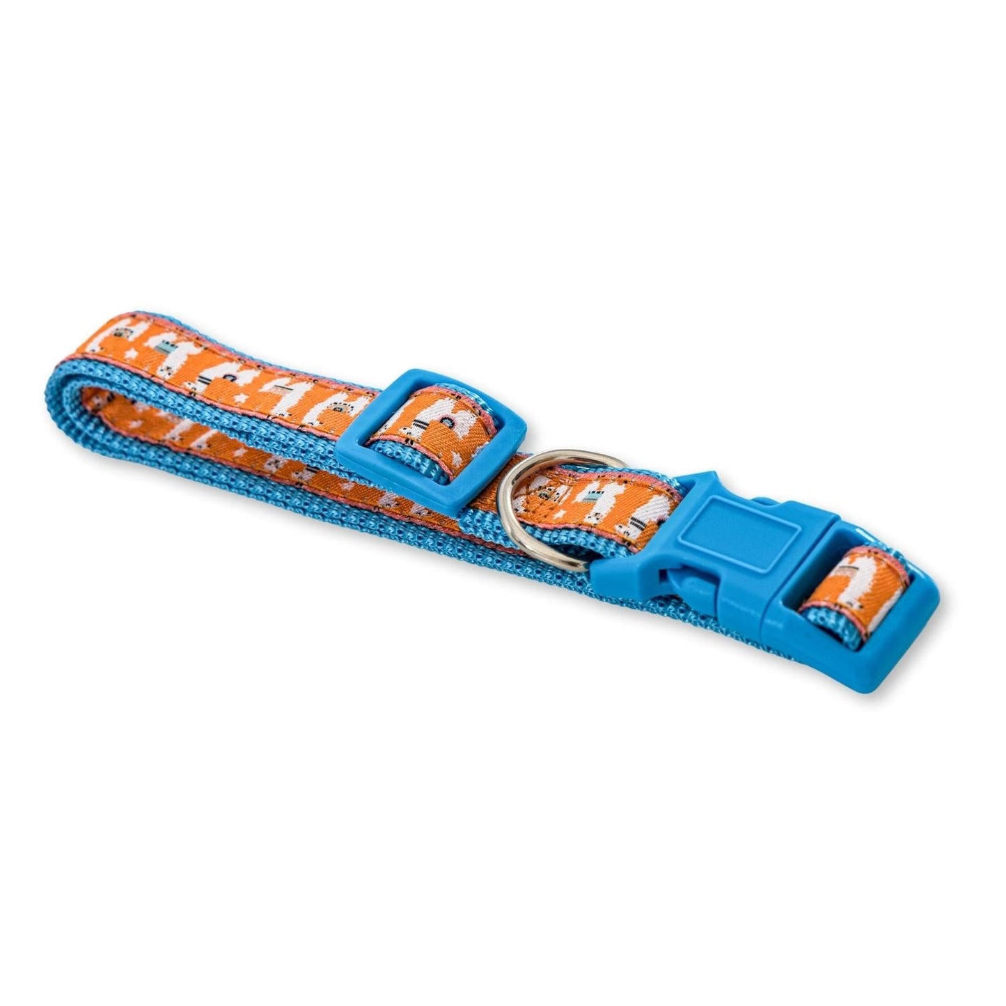 Collar de nailon para perro con diseño de llama bordada, ajustable, cómodo y seguro.