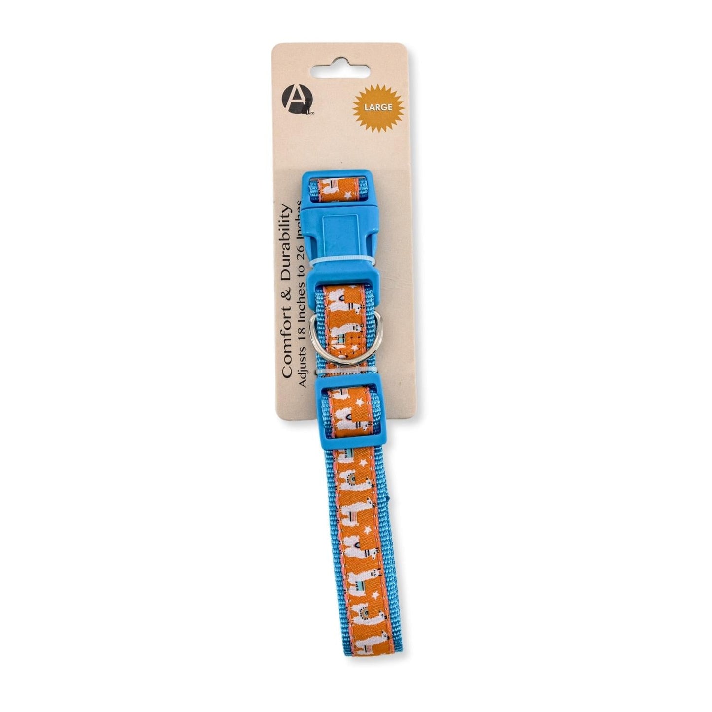 Collar de nailon para perro con diseño de llama bordada, ajustable, cómodo y seguro.