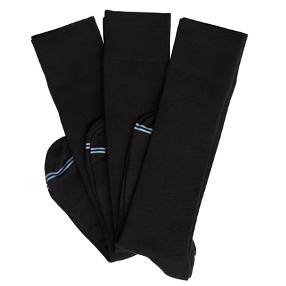 DeadSoxy Nyx 3-pack black boardroom dress socks, 3 pairs with blue stripe accents on Tampa Home & Garden Store