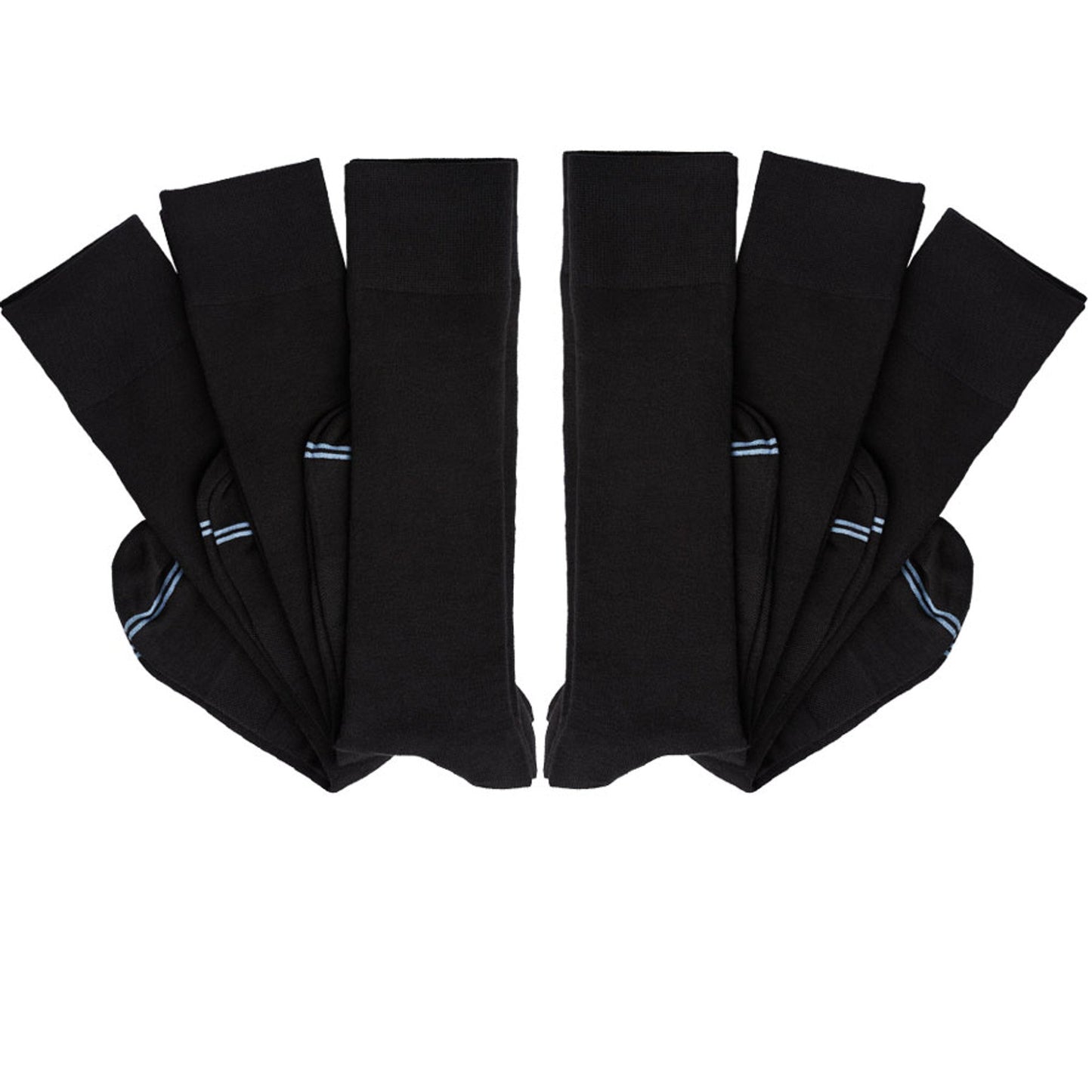 Nyx 6-pack black dress socks by DeadSoxy boardroom socks with blue cuff stripes 6 pairs on Tampa Home & Garden Store