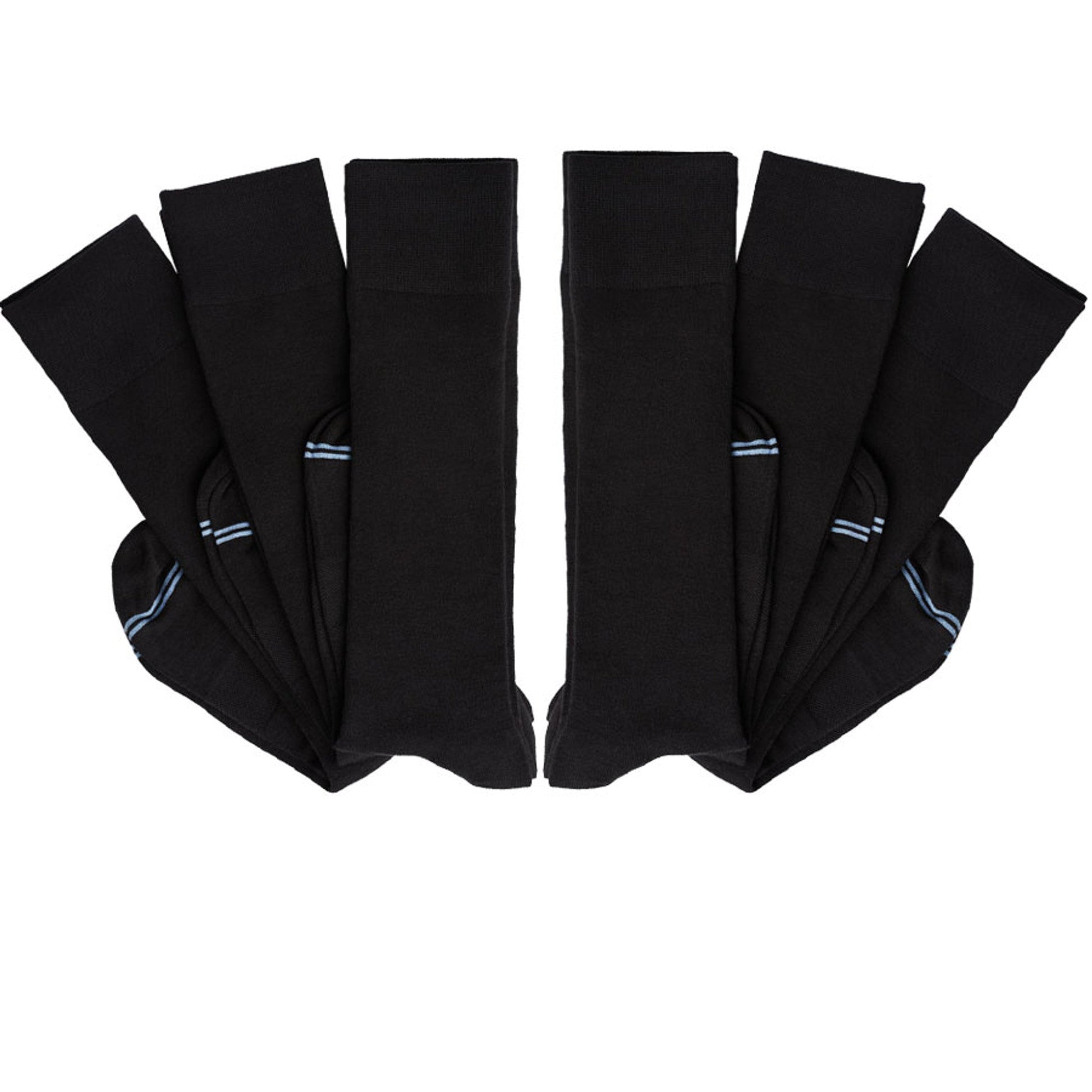 Nyx 6-pack black dress socks by DeadSoxy boardroom socks with blue cuff stripes 6 pairs on Tampa Home & Garden Store