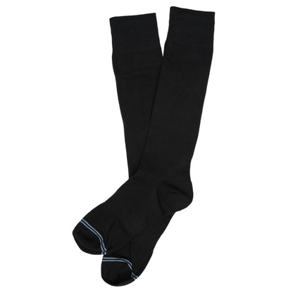 Nyx 6-pack DeadSoxy boardroom dress socks, black with light blue toe stripe on Tampa Home & Garden Store