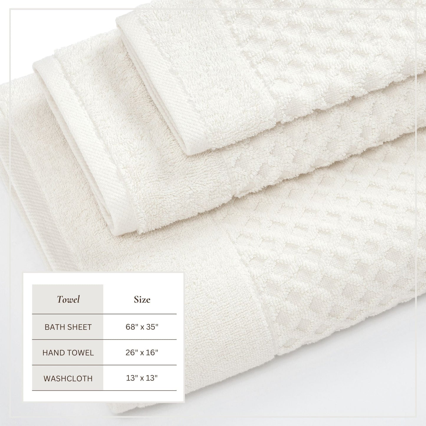 Cotton Diamond Waffle Weave Bath Towel Set