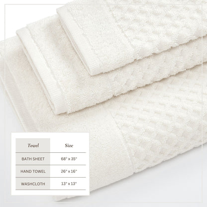 Cotton Diamond Waffle Weave Bath Towel Set