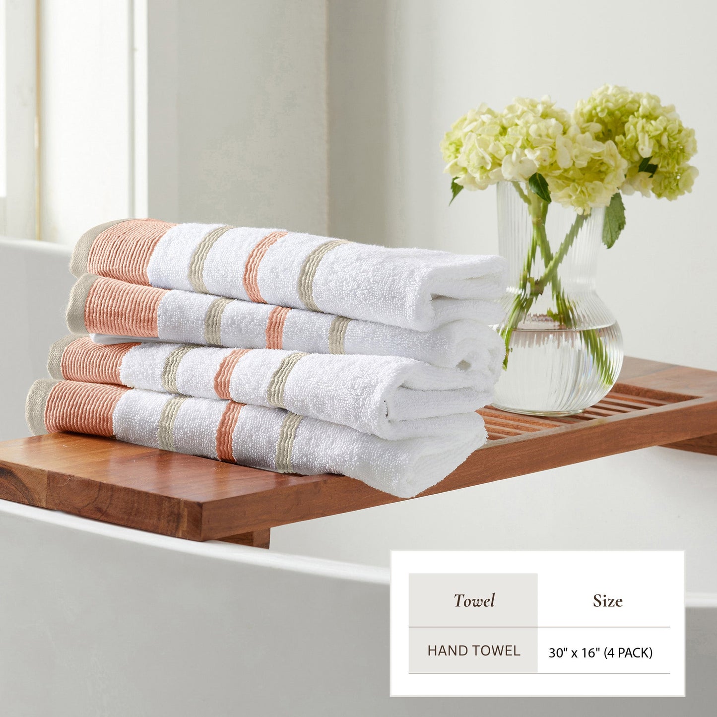 Soft Cotton Bath Towel Set and Stripe Detail