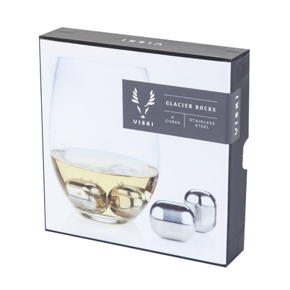 a Set of Four Stainless Steel Wine Chilling Rocks