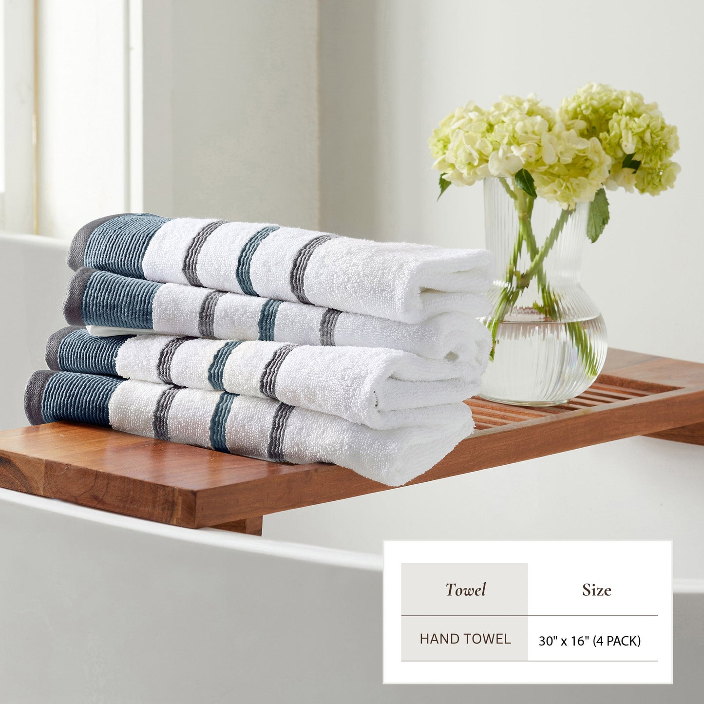 Soft Cotton Bath Towel Set and Stripe Detail