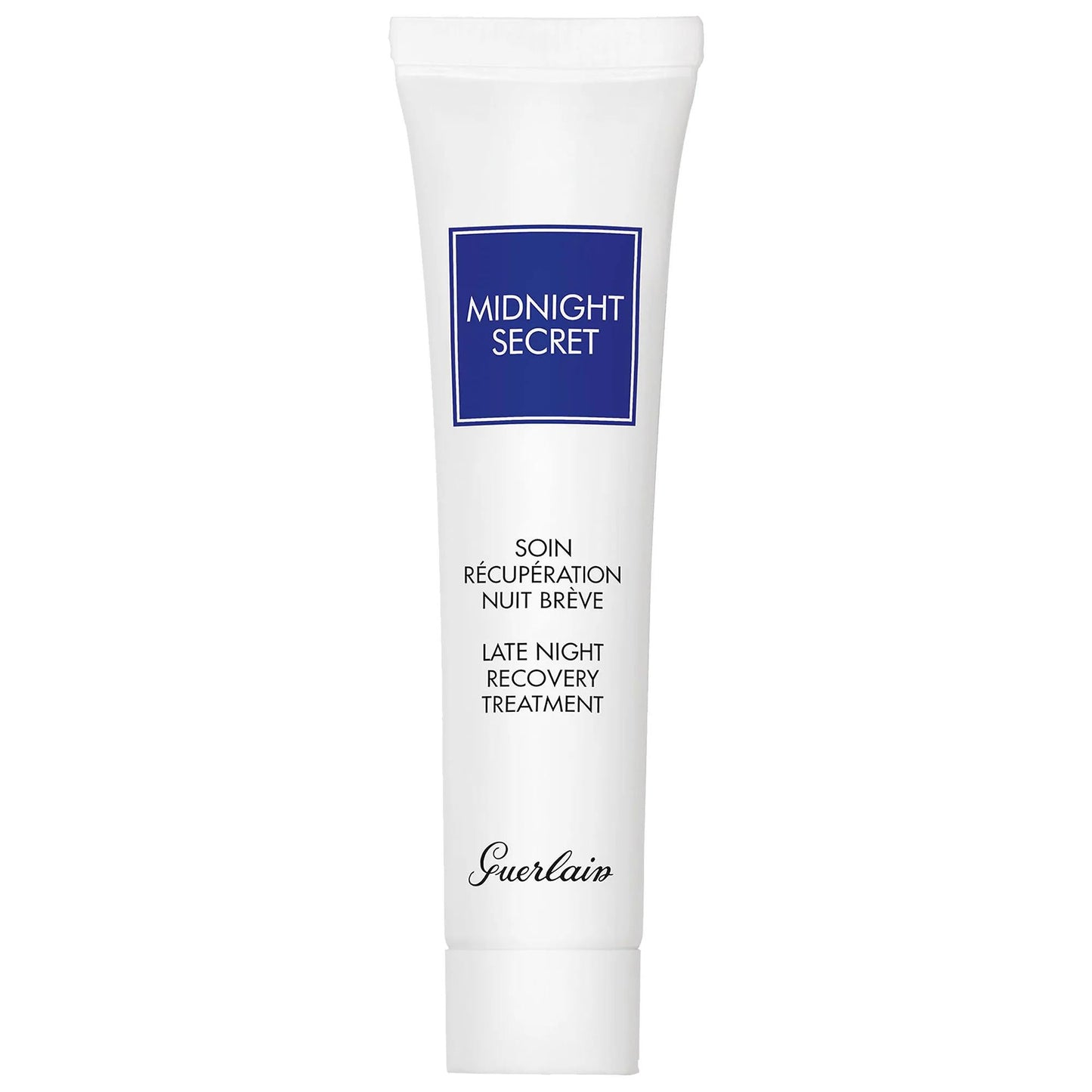 Guerlain Midnight Secret face serum tube with blue square label on white packaging on Tampa Home & Garden Store