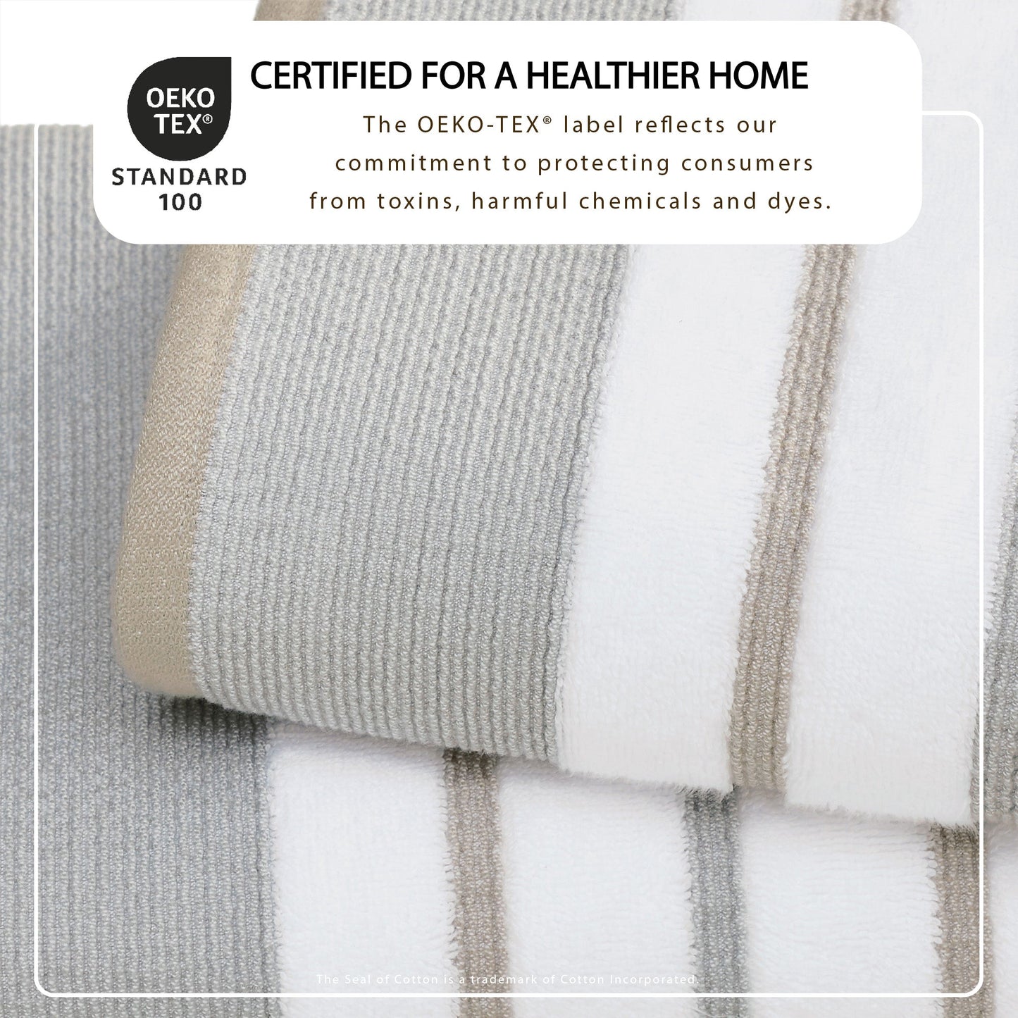 Soft Cotton Bath Towel Set and Stripe Detail