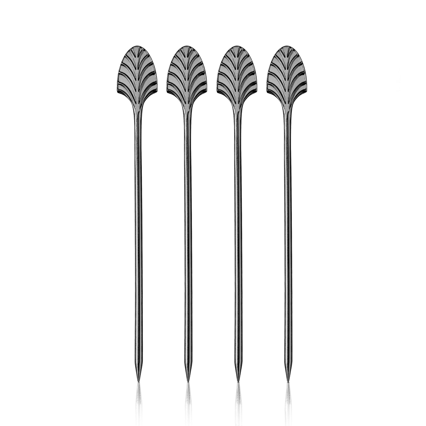 Art Deco Cocktail Picks of Gunmetal and Set of 4