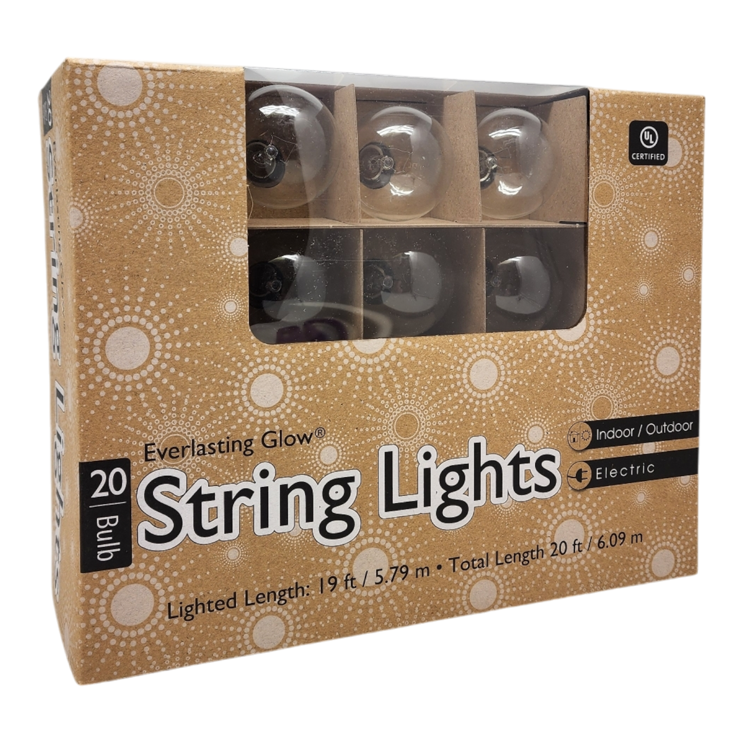 Juego de luces para patio: 20 bombillas G40 con cable marrón