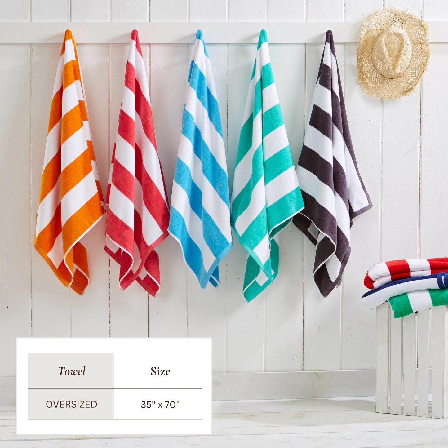Cotton And Velour Cabana Stripe Beach Towel