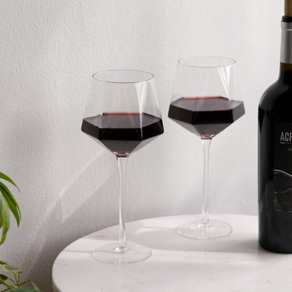 Seneca Diamond Crystal Wine Glasses Set of Two