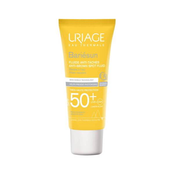 Uriage Bariesun SPF50+ sunscreen tube in bright yellow with white cap, water-resistant on Tampa Home & Garden Store