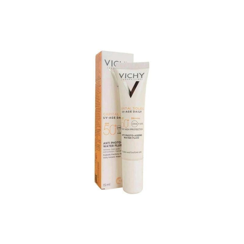 Vichy Capital Soleil SPF 50 daily facial moisturizer tube and box, white packaging on Tampa Home & Garden Store