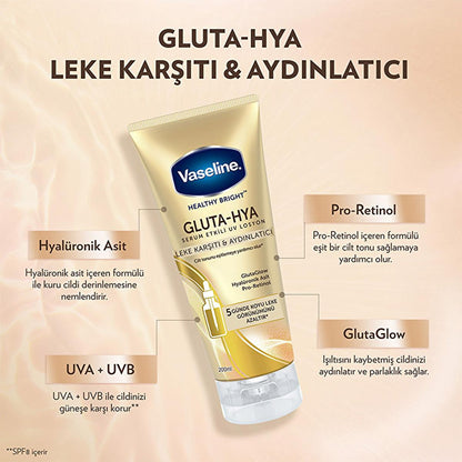 Vaseline Gluta-Hya serum tube with gold packaging, hyaluronic acid, Pro-Retinol, GlutaGlow on Tampa Home & Garden Store