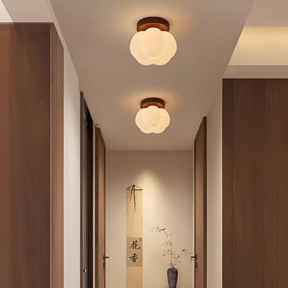 Pumpkin Flush Mount Ceiling Light Modern Round LED Ceiling Lamp
