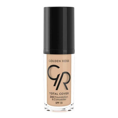 Foundation bottle Golden Rose Total Cover 2in1 SPF 15 oil-free beige by Beauty Care Bag on Tampa Home & Garden Store