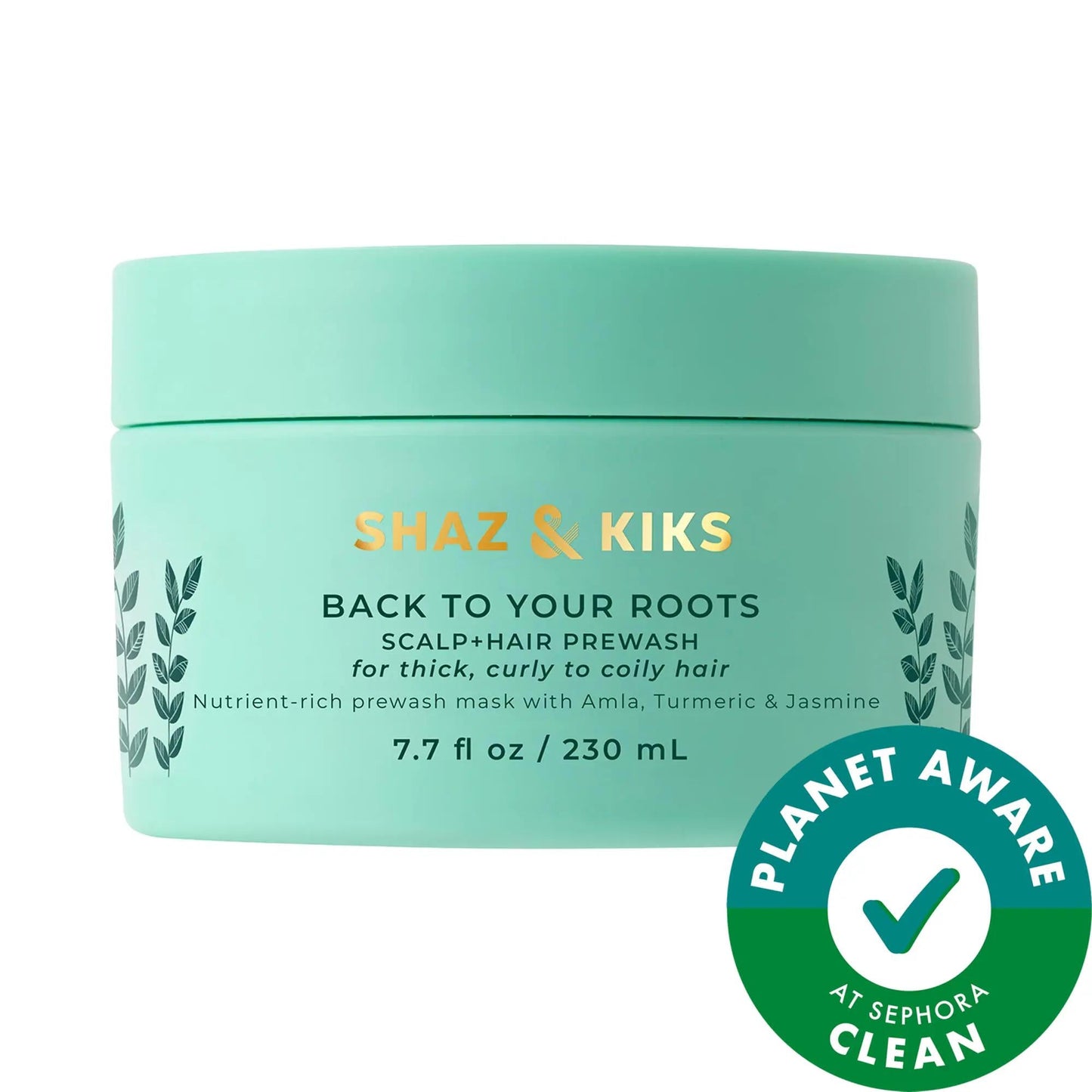 SHAZ & KIKS Scalp & Hair Prewash Mask mint-green tub with botanical leaf graphics on Tampa Home & Garden Store