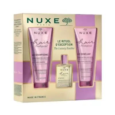 Nuxe Prodigieux hair care 3pc set with pink shampoo & conditioner tubes on Tampa Home & Garden Store