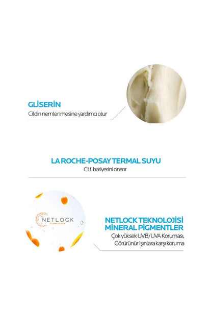 Tinted sunscreen infographic: La Roche-Posay Anthelios Netlock pigments for UV protection on Tampa Home & Garden Store