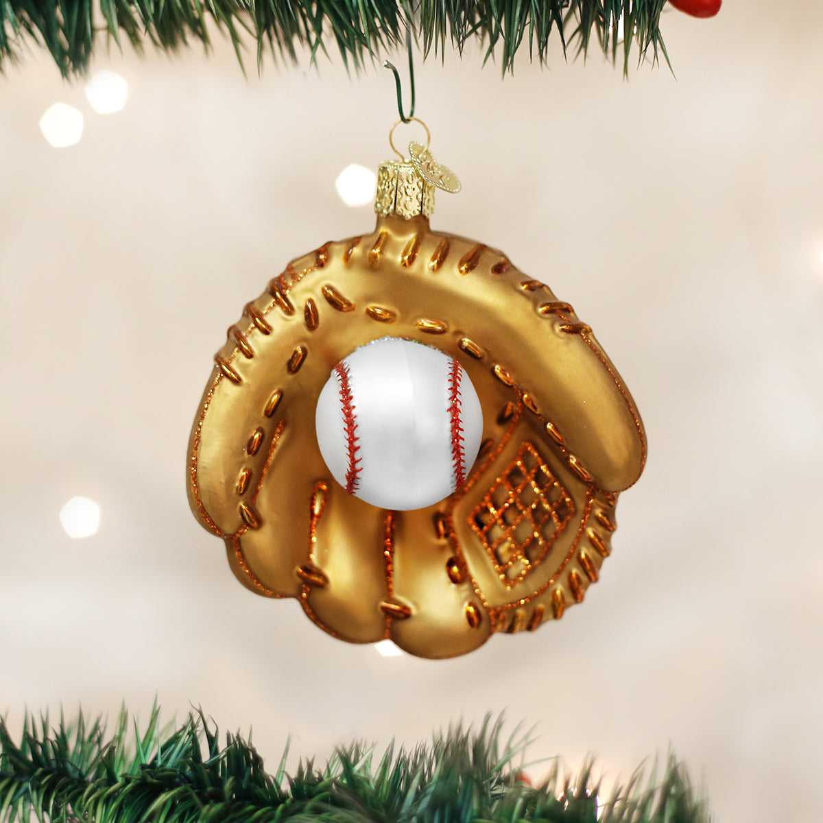 Adorno de cristal con forma de guante de béisbol