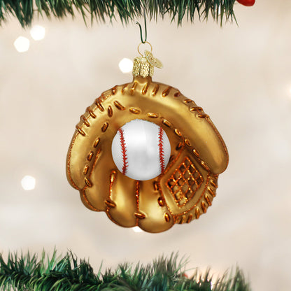 Adorno de cristal con forma de guante de béisbol