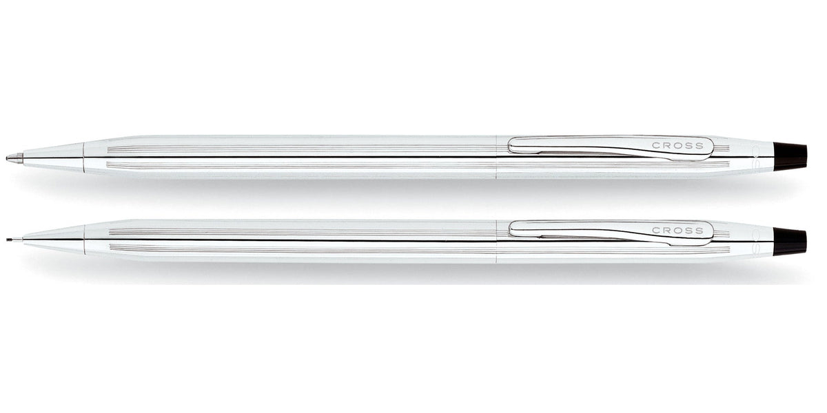 Classic Century Lustrous Chrome Pen & Pencil Set by A.T. Cross, two-item chrome with clip on Tampa Home & Garden Store