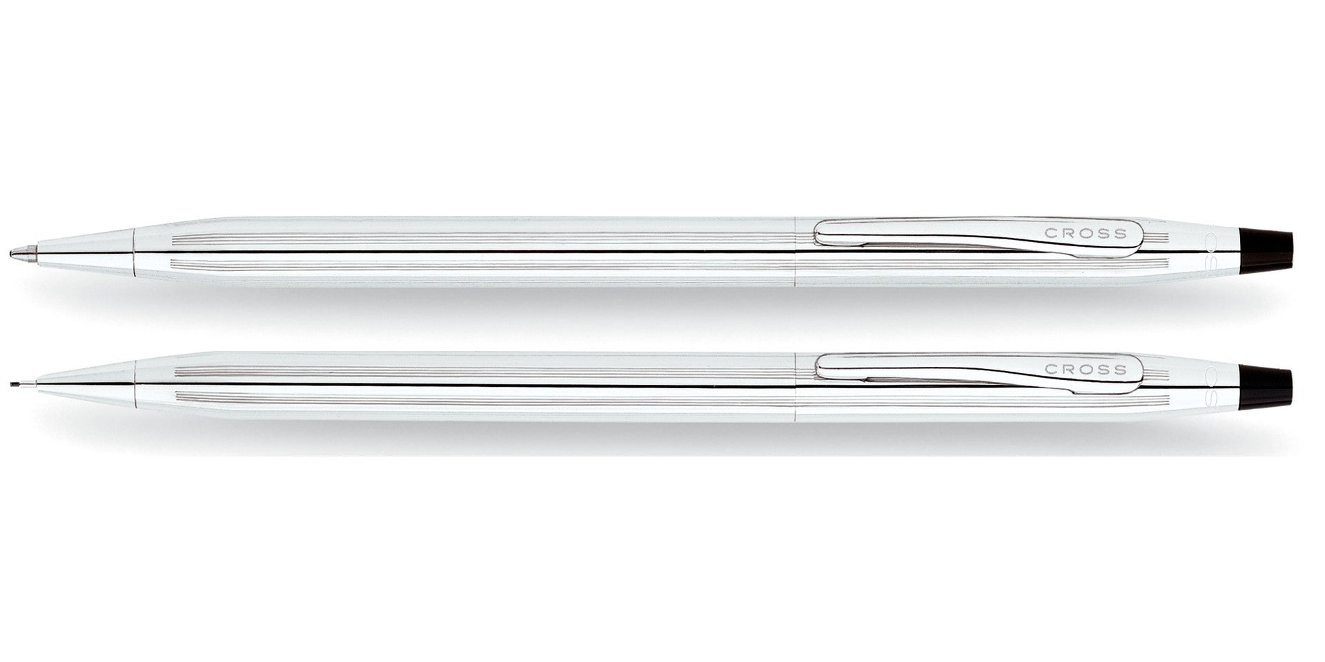 Classic Century Lustrous Chrome Pen & Pencil Set by A.T. Cross, two-item chrome with clip on Tampa Home & Garden Store
