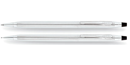 Classic Century Lustrous Chrome Pen & Pencil Set by A.T. Cross, two-item chrome with clip on Tampa Home & Garden Store