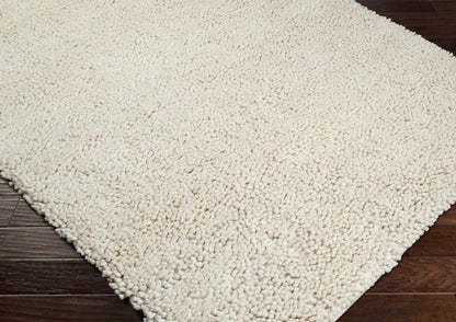 Oakridge Area Rug cream shaggy pile on dark wood floor Boutique Rugs on Tampa Home & Garden Store