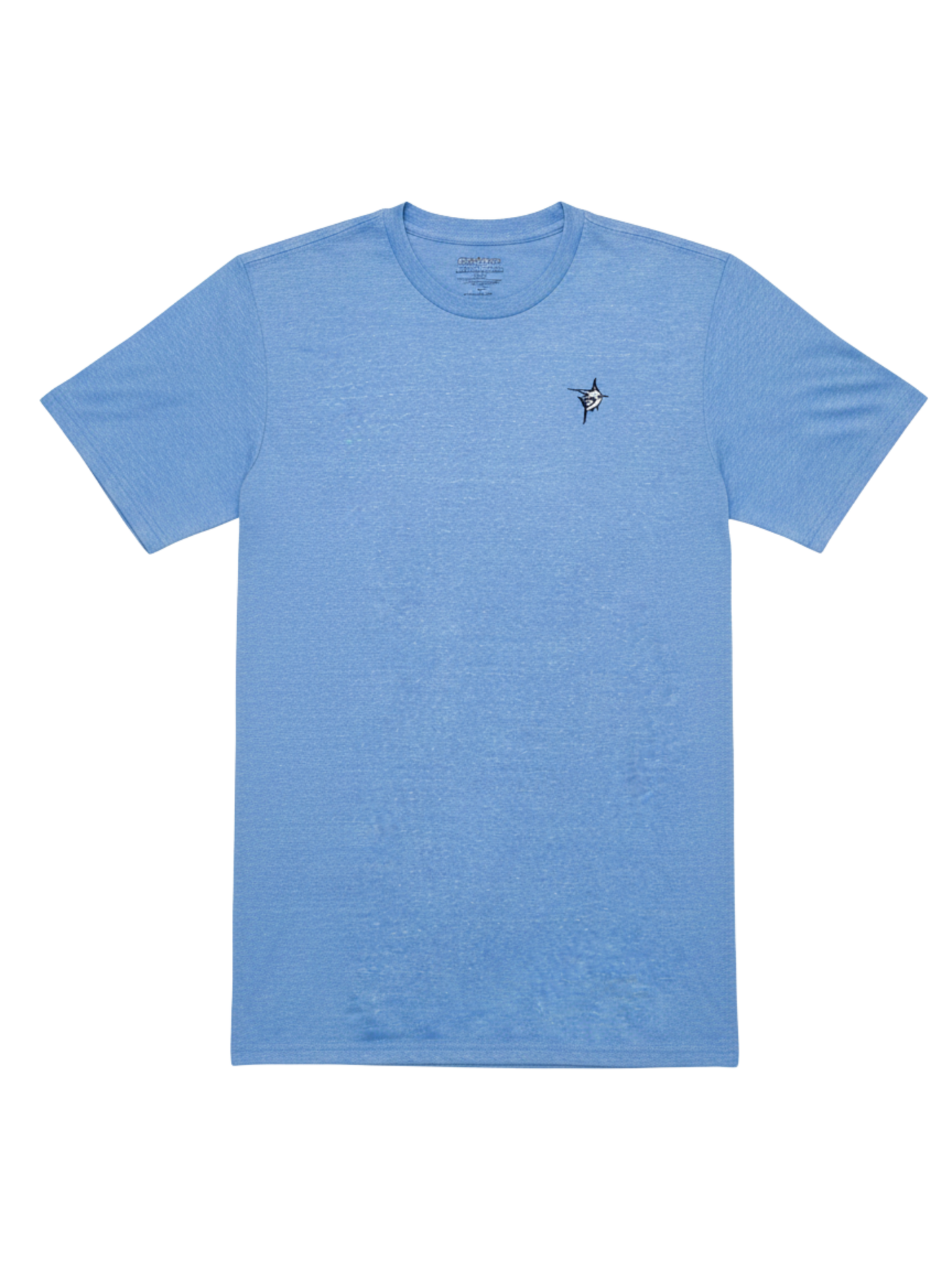 Oasis SS Tee light blue heather tee with small left chest logo by White Water Life on Tampa Home & Garden Store